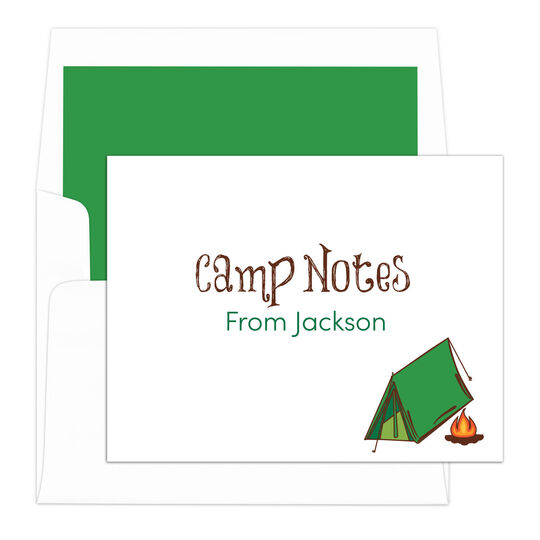 Green Tent Camp Folded Note Cards